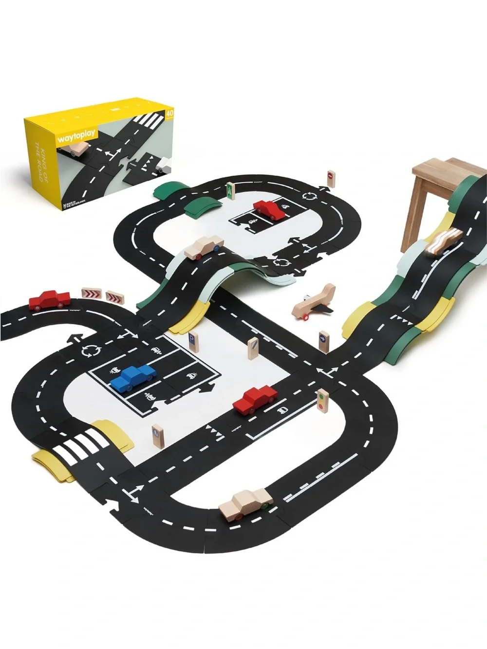 Waytoplay Black Road Play Set - King of the Road 40 pieces